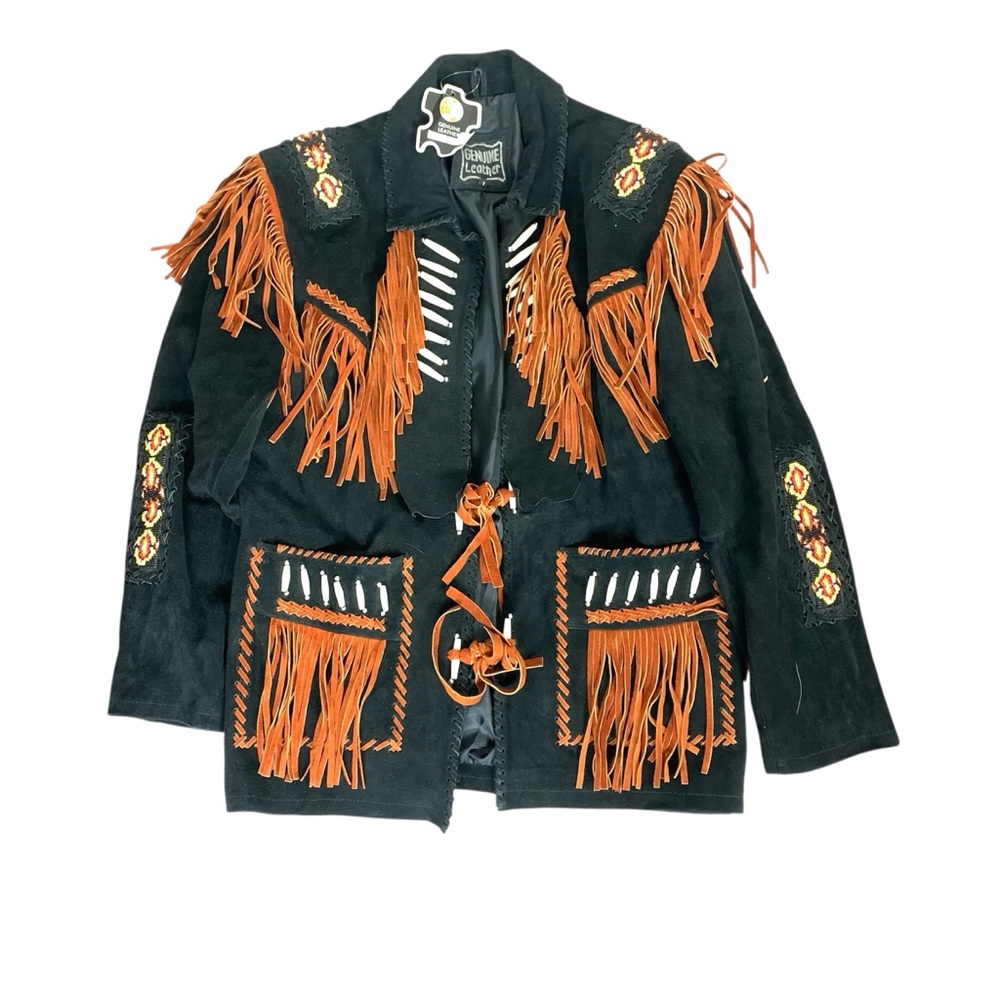 NWT vintage western suede leather jacket Native American size large